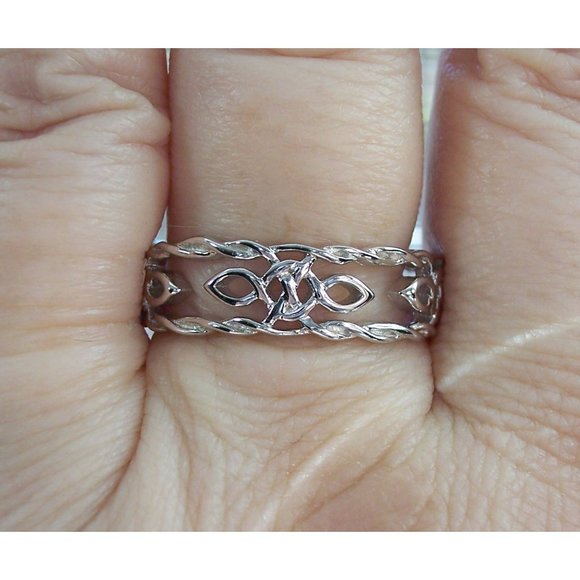 925 STERLING SILVER Celtic Autumn Open Work Eternity Band Ring - Picture 10 of 15